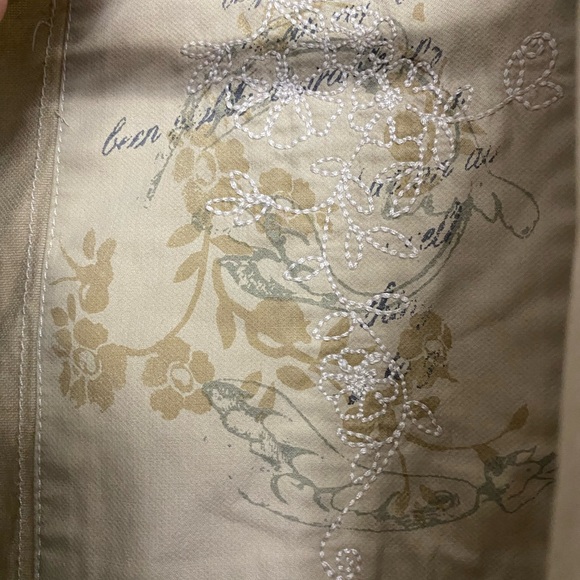 White House Black Market Tan Cotton Utility Blazer Jacket w/ Ribbon Tie - Size 8 - Picture 5 of 10